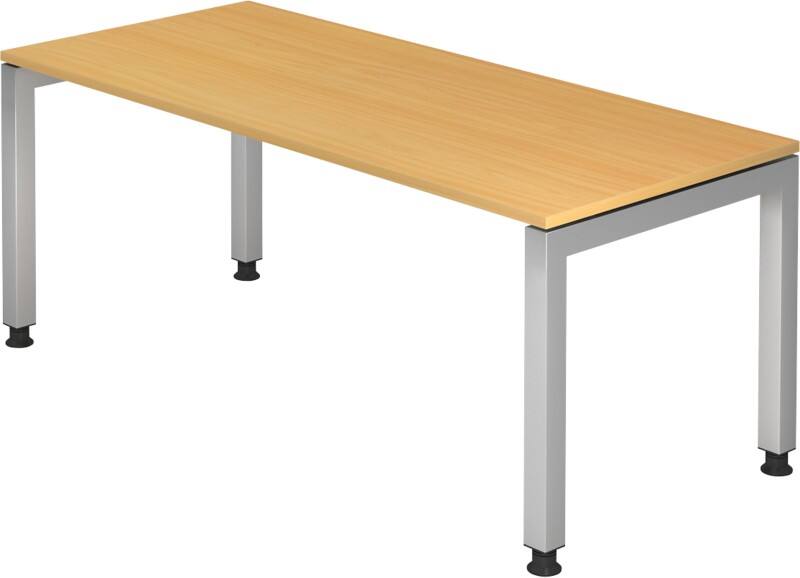 Hammerbacher J Serie Höhenverstellbar Schreibtisch Rechteckig Buche Holz Silber 4 Füße 1.800 x 680 mm