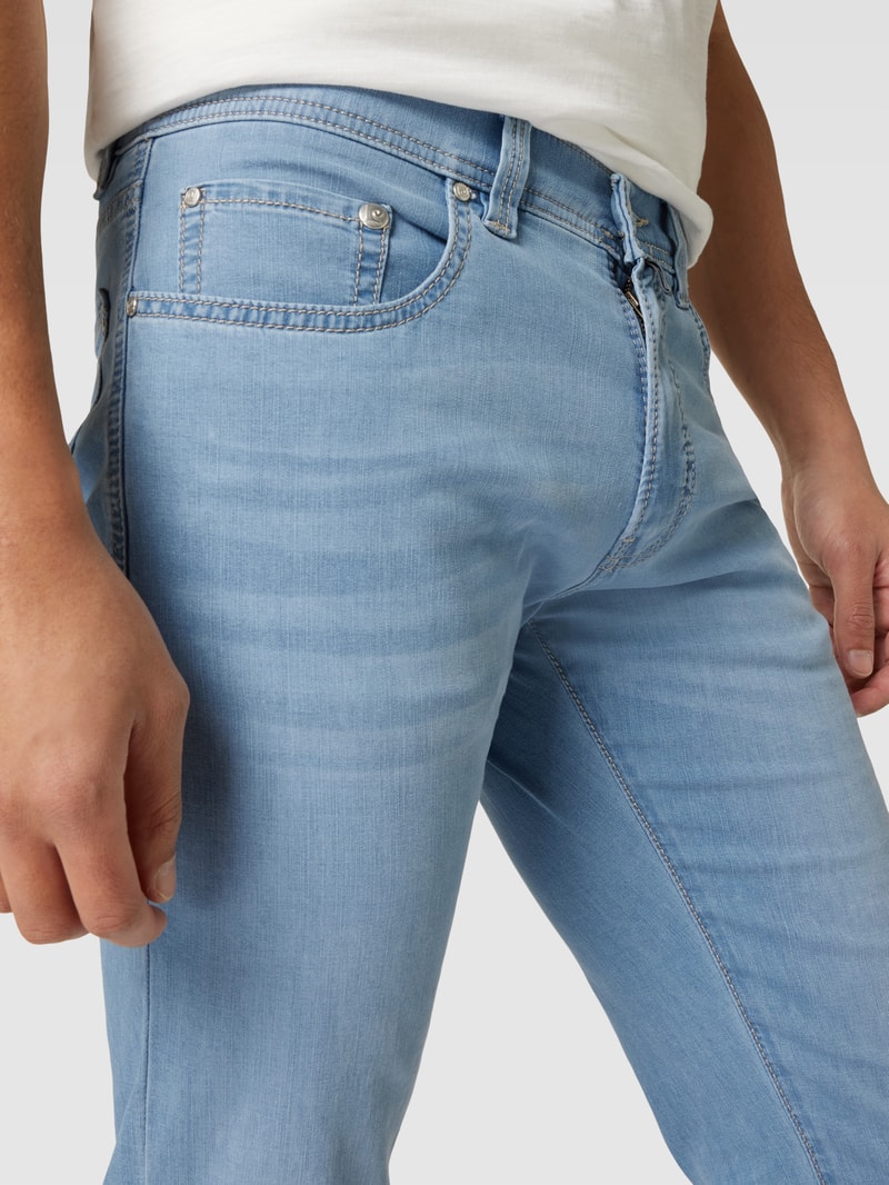 Tapered Fit Jeans mit Stretch-Anteil Modell 'Lyon' in blau