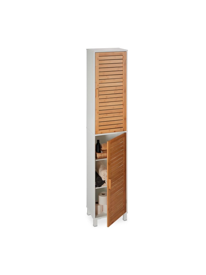 relaxdays Badezimmerschrank in Weiß/ Natur - (B)40 x (H)190 x (T)30 cm günstig kaufen onesize