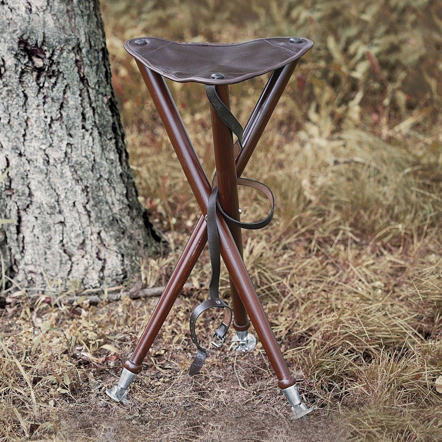 Parforce Campingstuhl Dreibein-Ansitzstuhl mit Metallspitzen