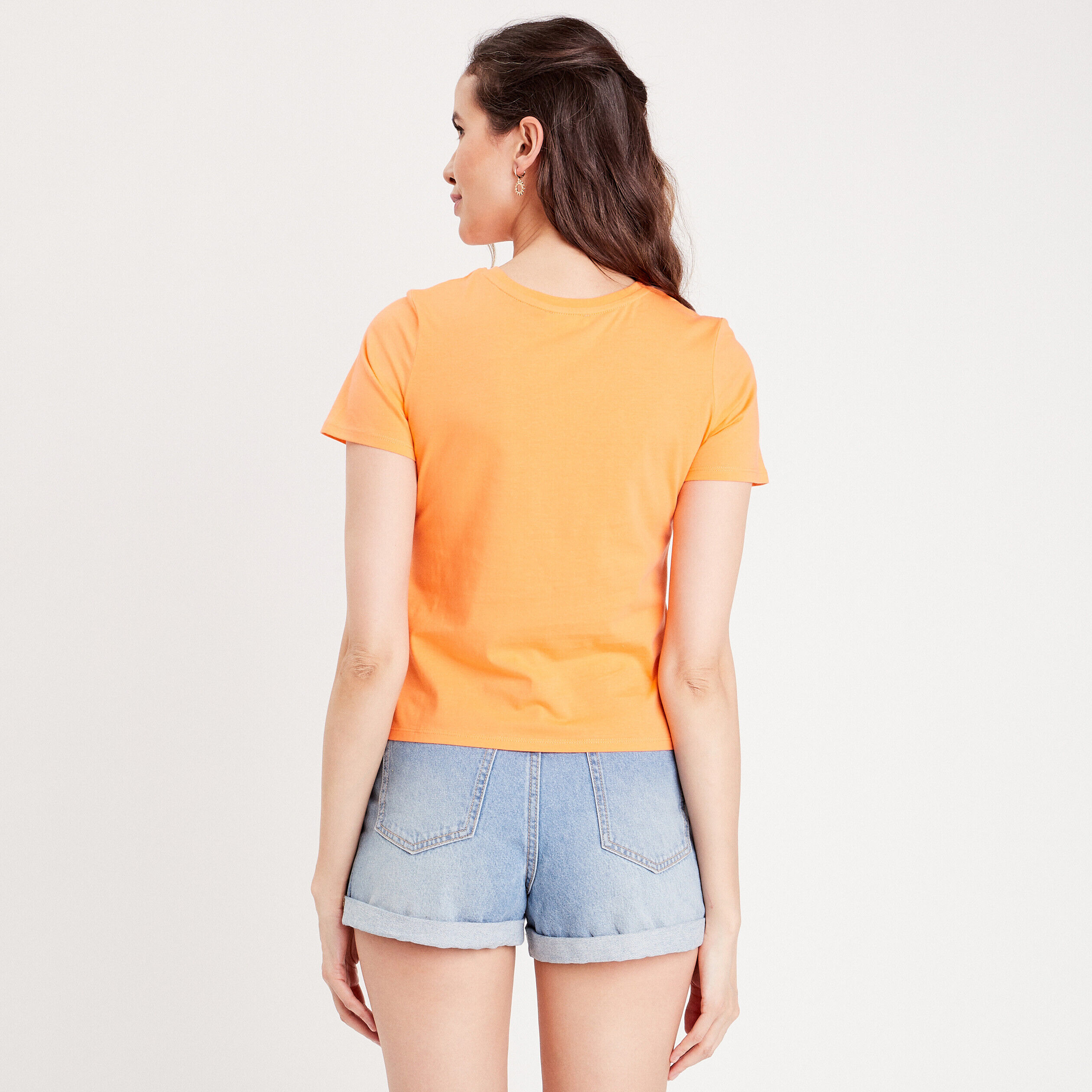 T-shirt manches courtes orange femme | Cache Cache