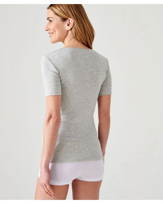 Tee-shirt maille ajourée, guipure à l'encolure Thermolactyl