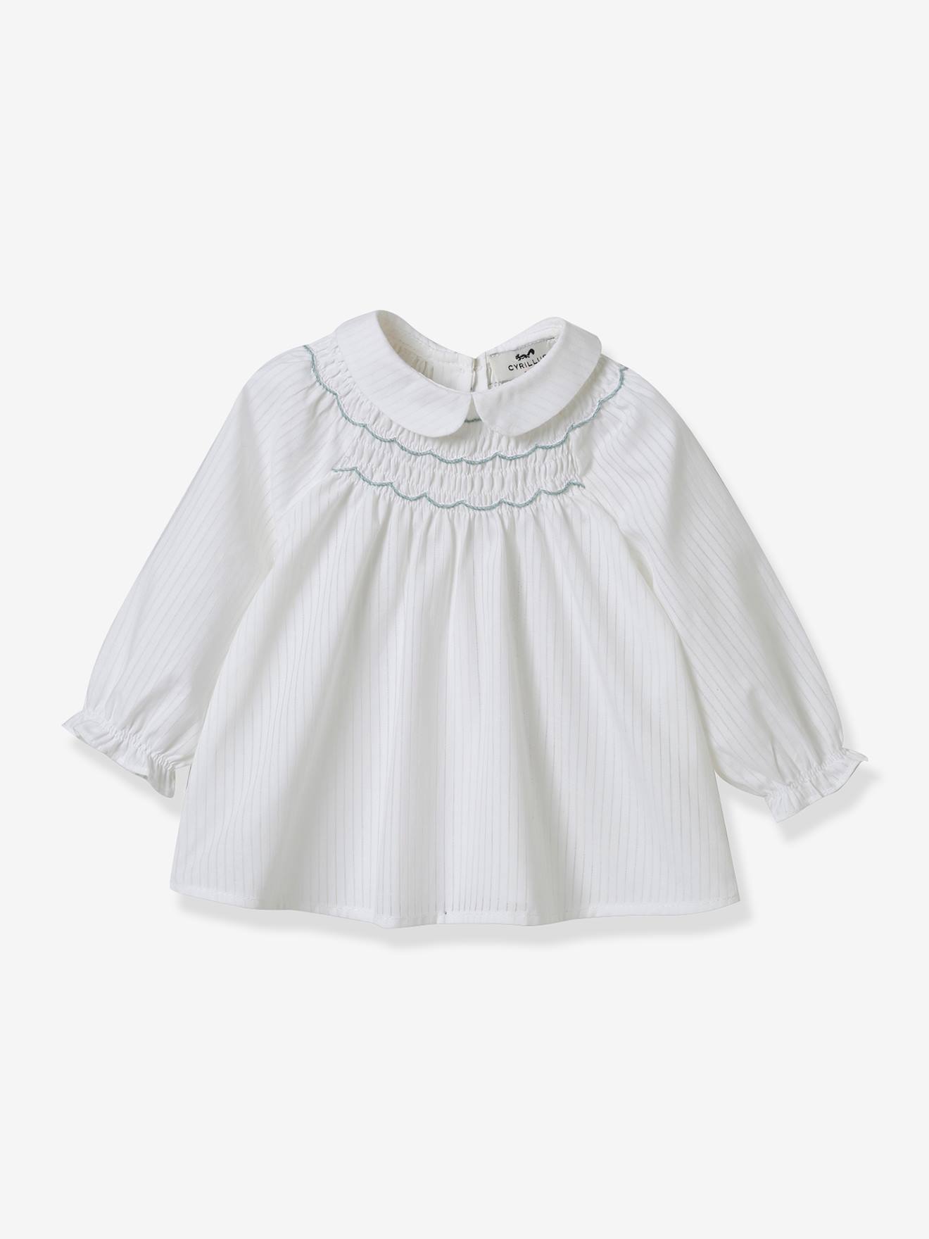 Cyrillus Festliche Baby Bluse gesmokt CYRILLUS - weiß gestreift