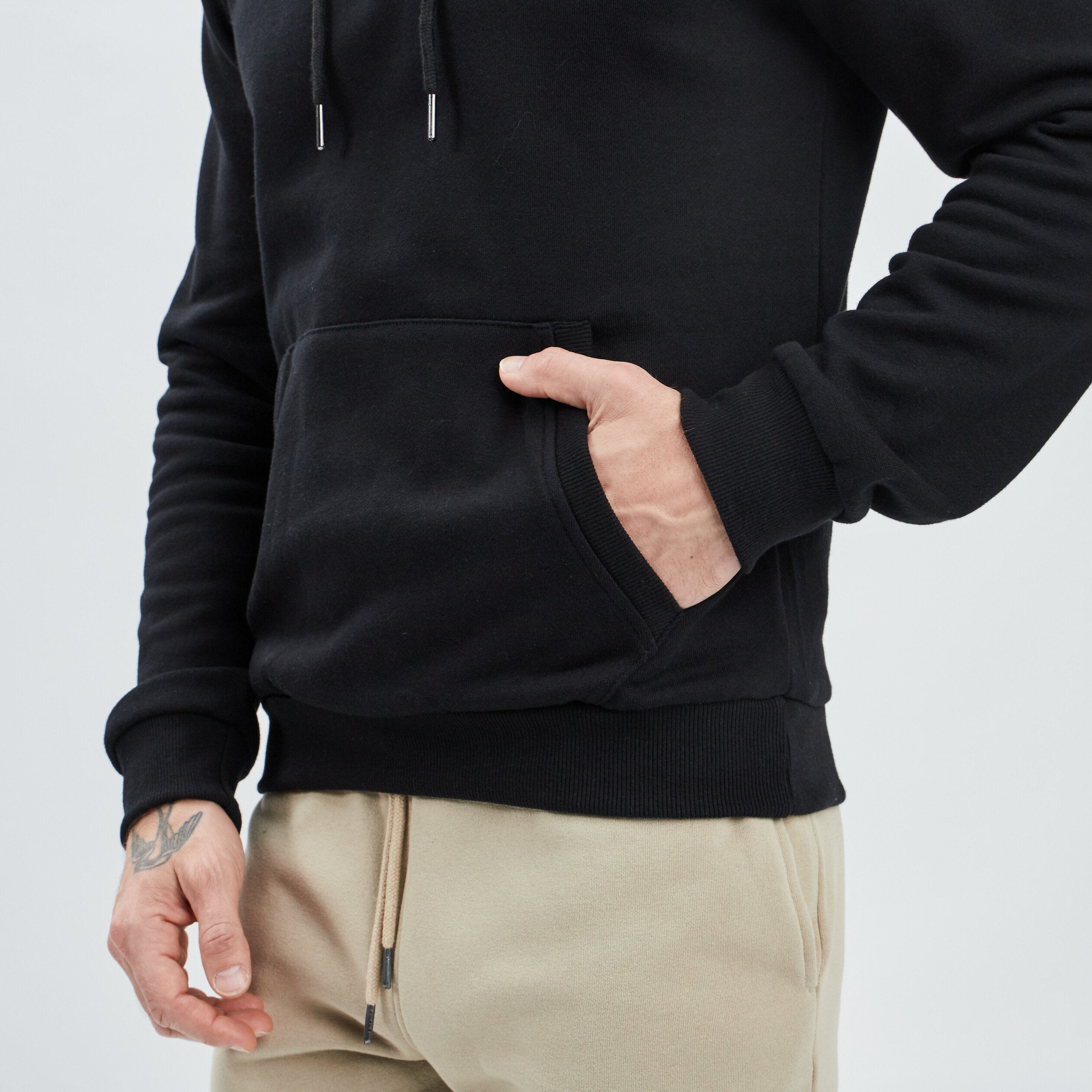 Sweat molleton à capuche hoodie noir homme | La Halle