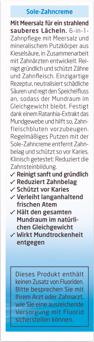 Zahnpasta Sole fluoridfrei, 75 ml