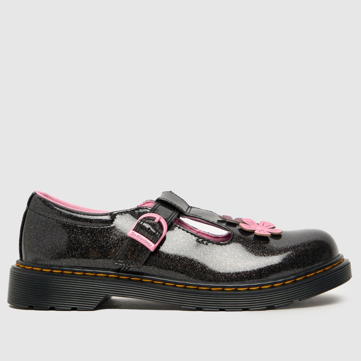 Dr. Martens črni bleščeči otroški čevlji Polley Glitzy za dekleta