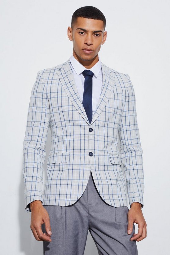 Einreihiger karierter Super Skinny Blazer