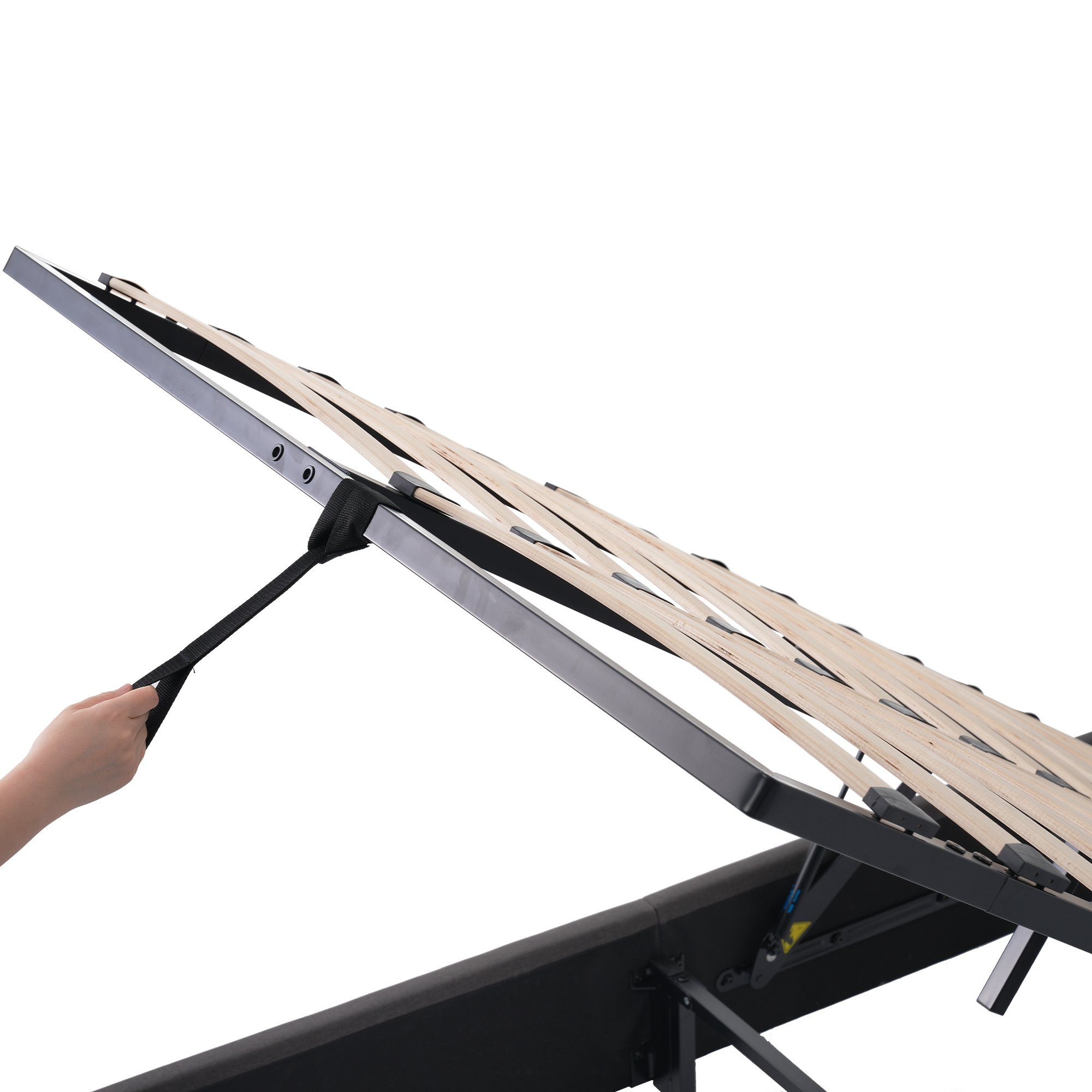 OKWISH Polsterbett Doppelbett (mit aufladen USB Ladefunktion Stauraum-Kopfteil, LED-Beleuchtung), 160x200cm Ohne-Matratze Stauraumbetten Bettgestell