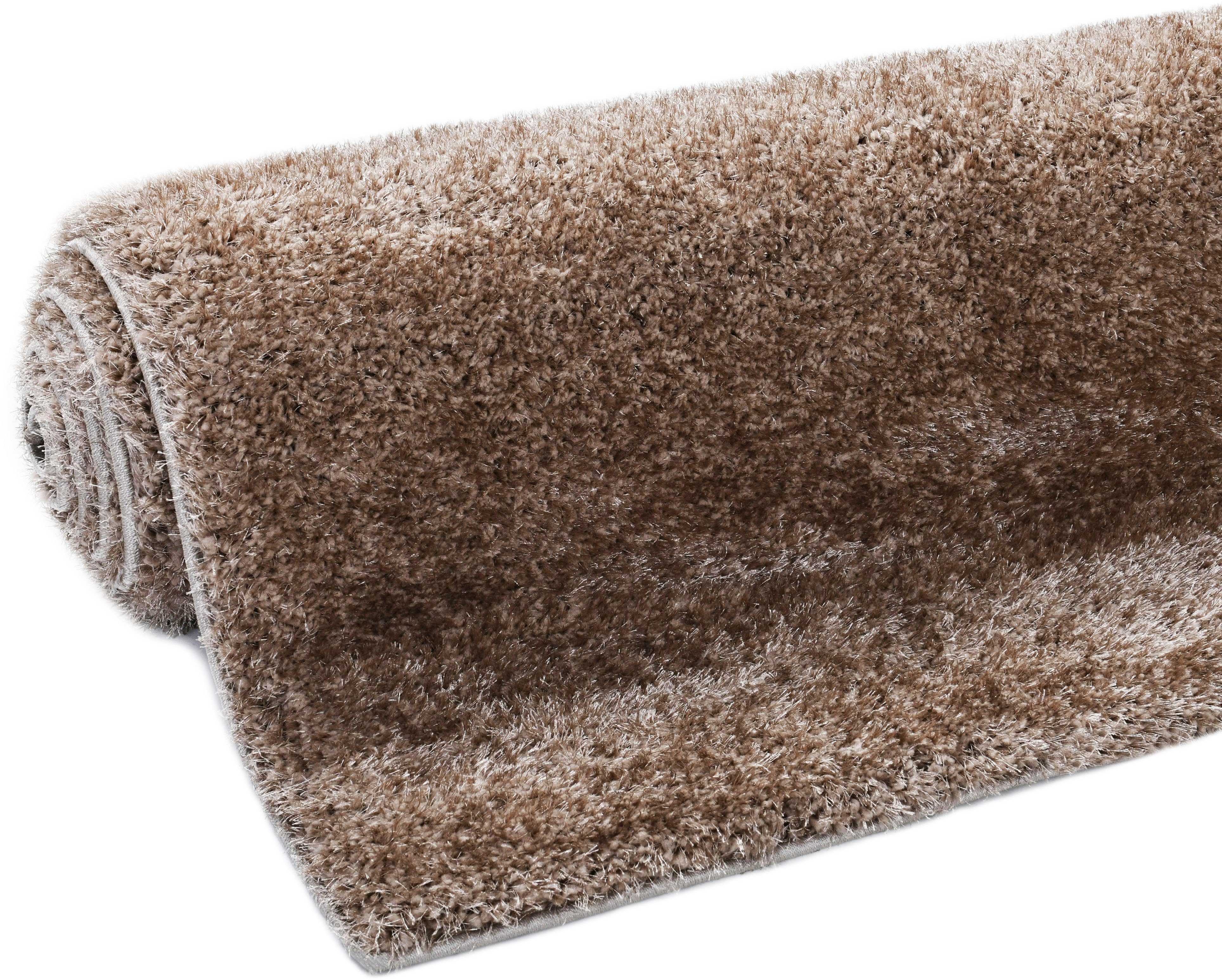 Hochflor-Teppich Malin, Home affaire, rechteckig, Höhe: 43 mm, Shaggy in Uni-Farben, einfarbig, leicht glänzend, besonders weich