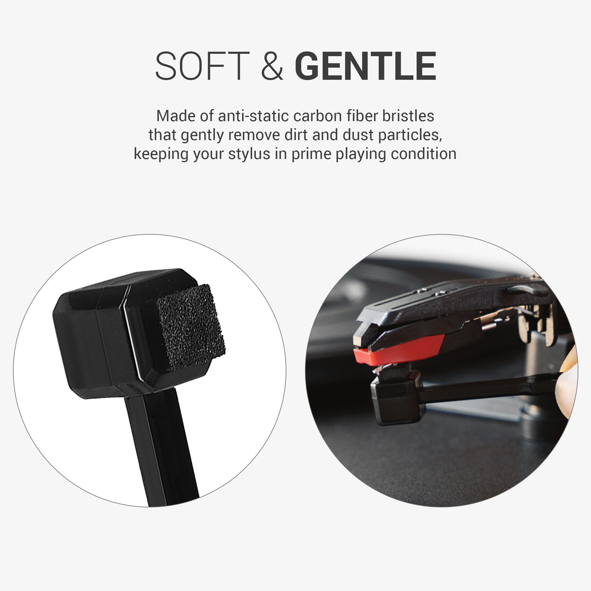 kwmobile 3in1 Samtbürste für Schallplatten + Nadel-Reinigungsbürste Plattenspieler