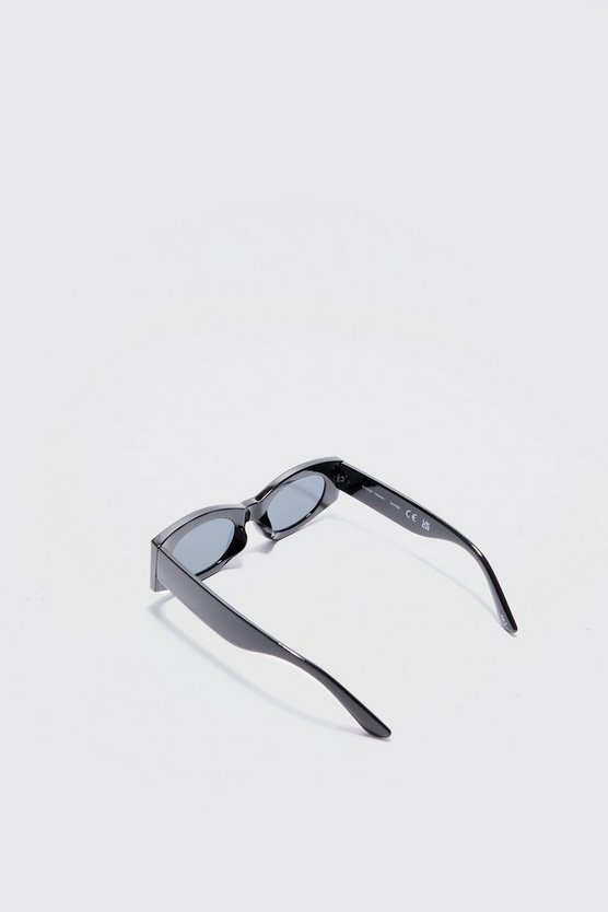 Schwarz ovale klobige Plastik-Sonnenbrille