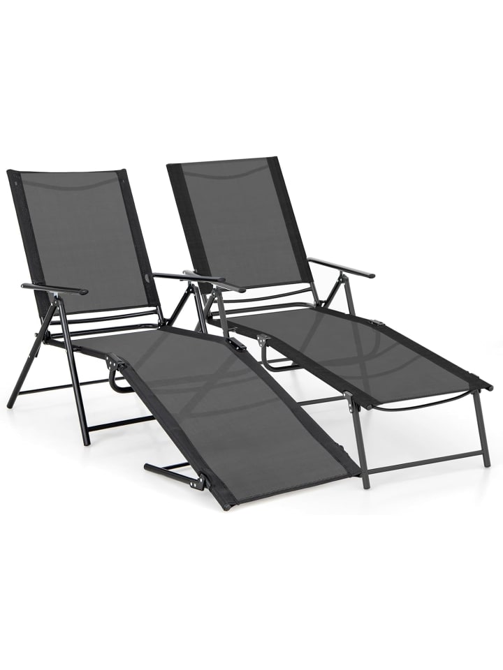 COSTWAY 2er Set Sonnenliege klappbar in Schwarz günstig kaufen onesize