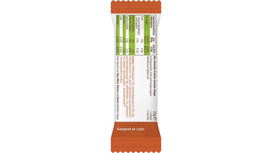 Freche Freunde Bio Getreideriegel Apfel & Karotte 4er-Pack 92 g