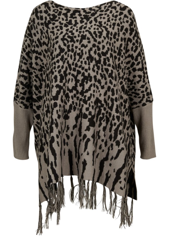 Poncho-Pullover mit Animal-Design