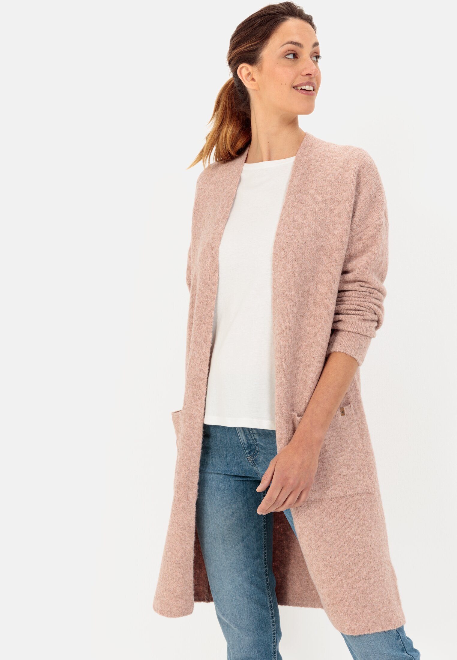 camel active Longstrickjacke aus recyceltem Polyester Strickjacke_Strickjacke