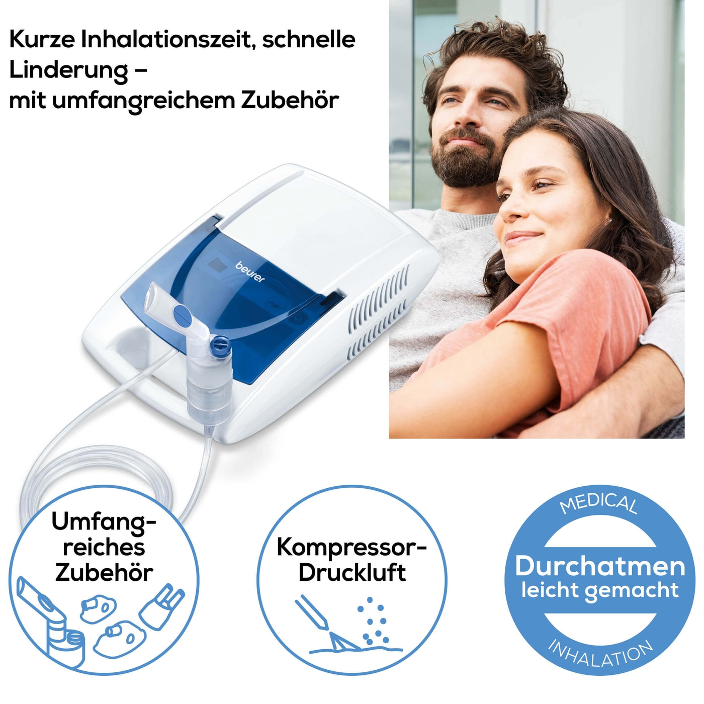 Beurer Inhalator IH 21-Inhaliergerät mit Kompressor-Drucklufttechnologie & kurzer Inhalationszeit