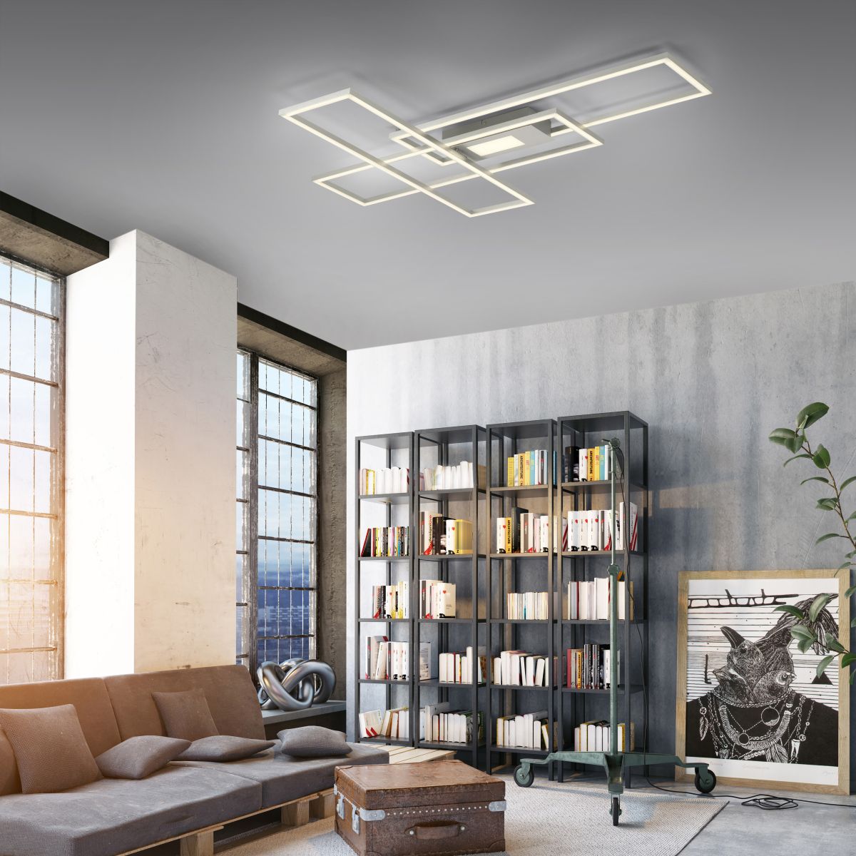 LED Deckenleuchte Asmin 99 x 69,5 cm Silber