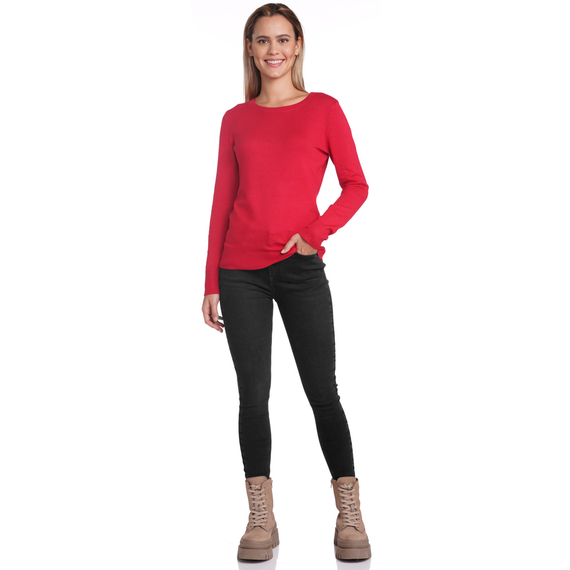 Damen Feinstrickpullover mit Rundhals