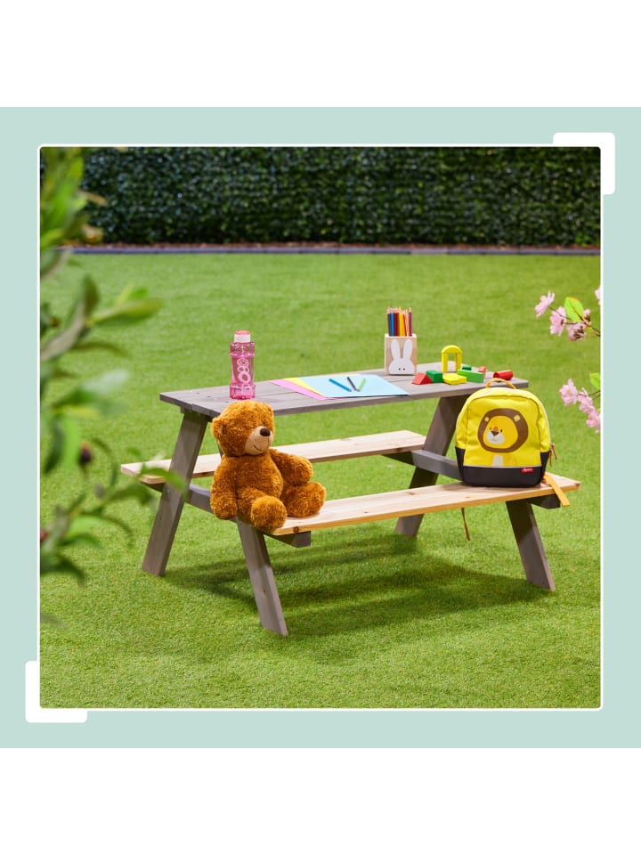 relaxdays Kindersitzgruppe in Grau/ Natur - (B)90 x (H)51 x (T)78 cm günstig kaufen onesize