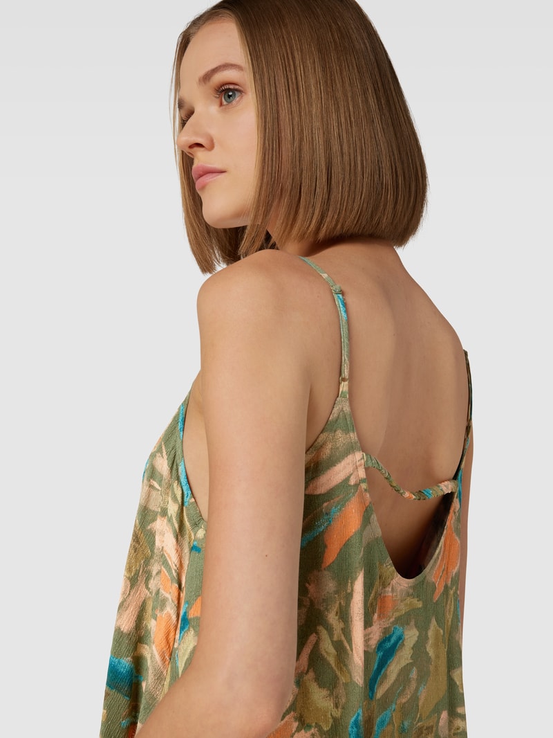 Jumpsuit aus Viskose mit Allover-Muster in khaki