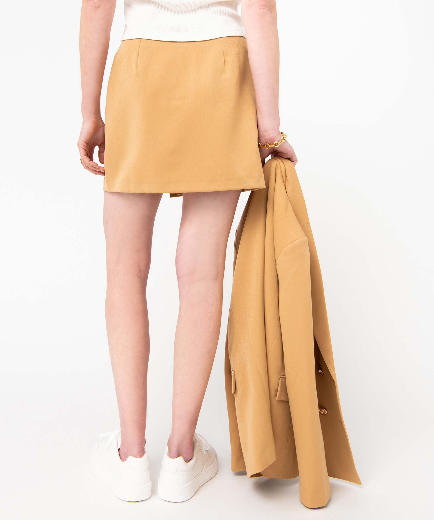 Jupe femme fermée par boutons fantaisie camel | GEMO