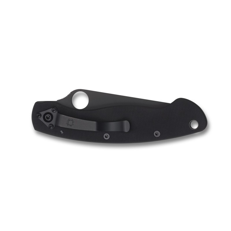 Spyderco Militärmesser, Total Black taktisches Messer C36GPBK2, Militärklappmesser.