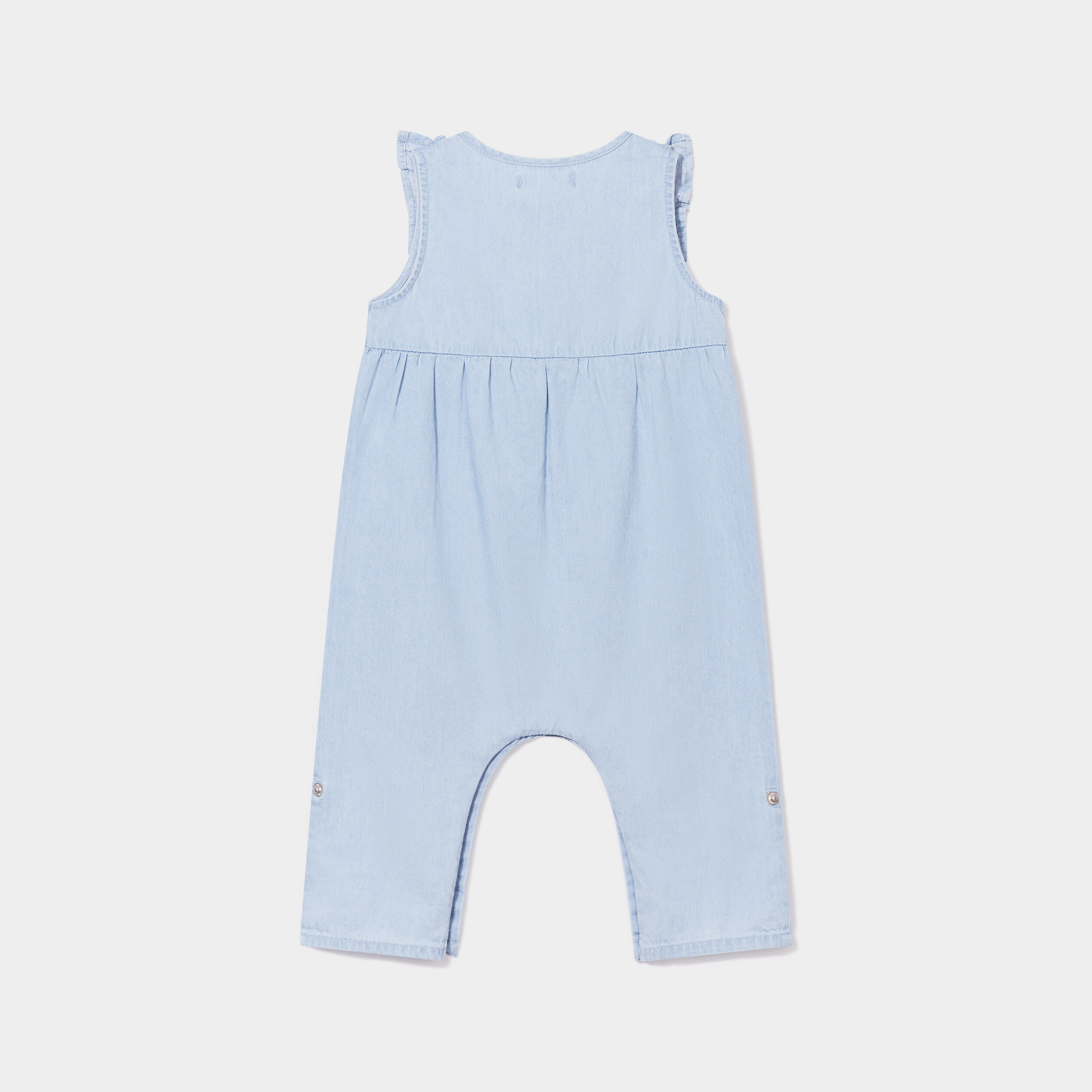 Combinaison broderie en jean Creeks denim bleach bébé fille | La Halle