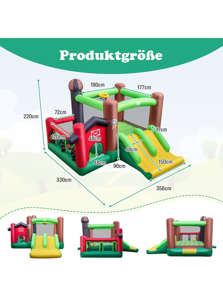 COSTWAY Hüpfburg mit Gebläse 356x330x220cm in Bunt günstig kaufen onesize