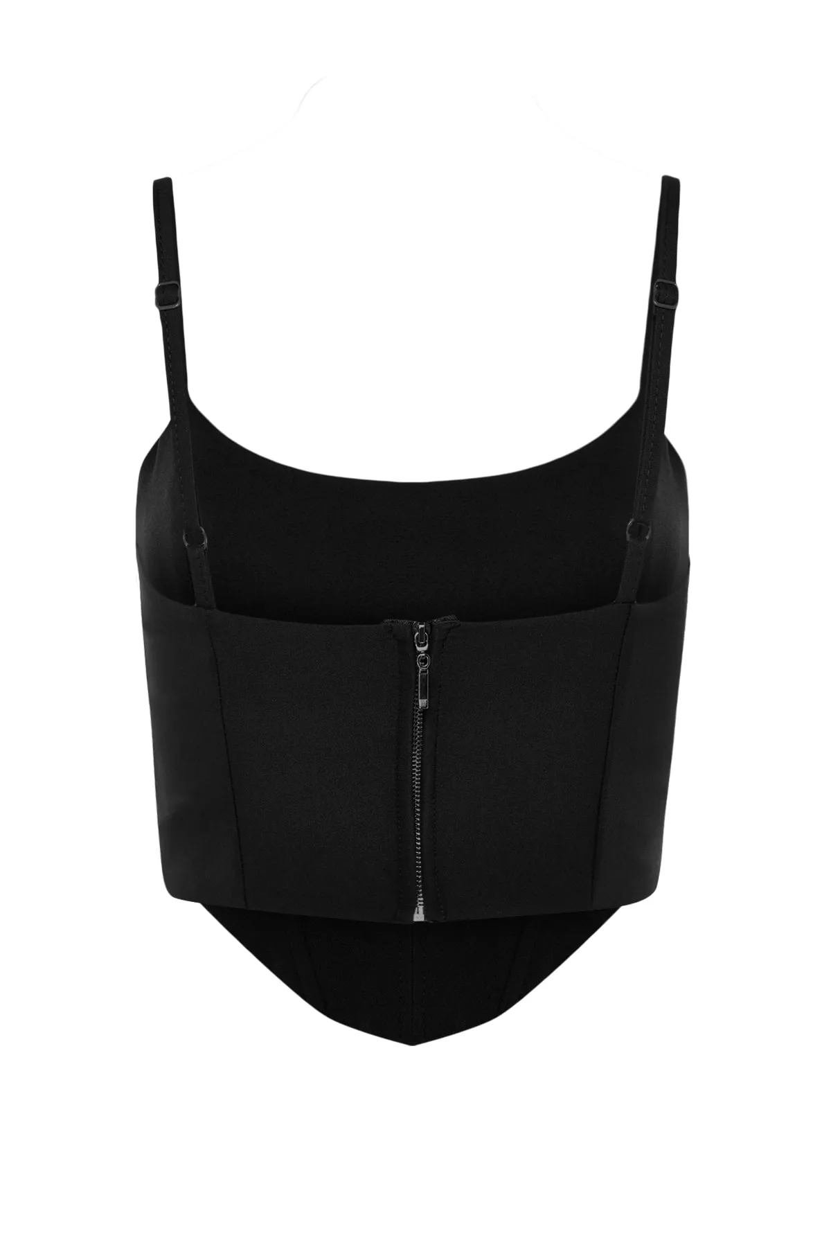 Trendyol Collection  Schwarzes, bauchfreies Bustier mit gewebtem Fenster/Ausschnitt-Detail TPRSS23BS00027