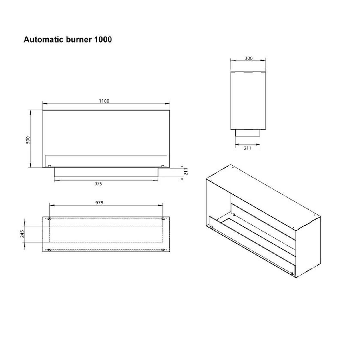 Foco Foco Two 1100 Medium, Bioethanol-Kamin mit ferngesteuertem Brenner, 110 cm Breite, zweiseitige Flammenansicht, drei automatische Brennervarianten, 7 kW