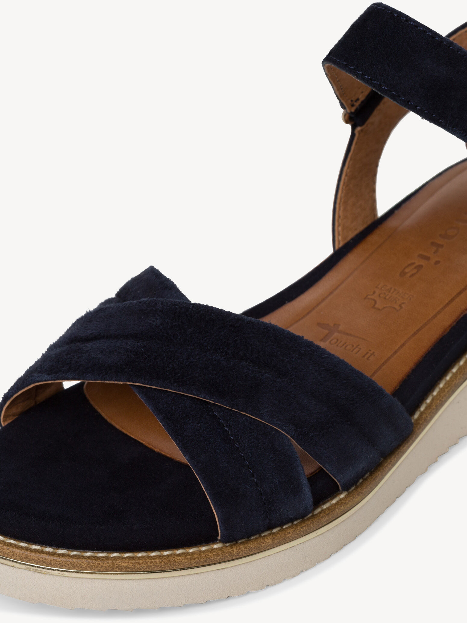 Sandale à talon en cuir - bleu