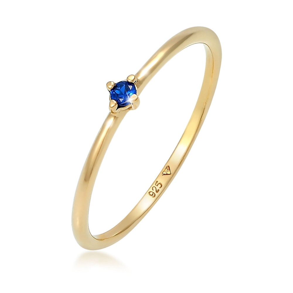 Elli Elli Bague Solitaire pour femme avec saphir synthétique en argent sterling 925 pl Bague