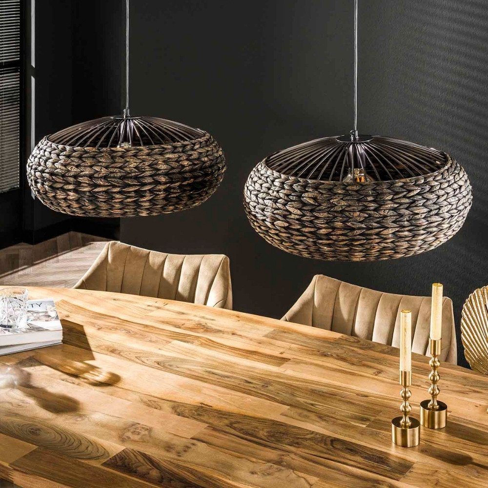 famlights Hängeleuchte, Pendelleuchte Karla in Schwarz und Nickel aus Wasserhyazinthe E27, keine Angabe, Leuchtmittel enthalten: Nein, warmweiss, Hängeleuchte, Pendellampe, Pendelleuchte
