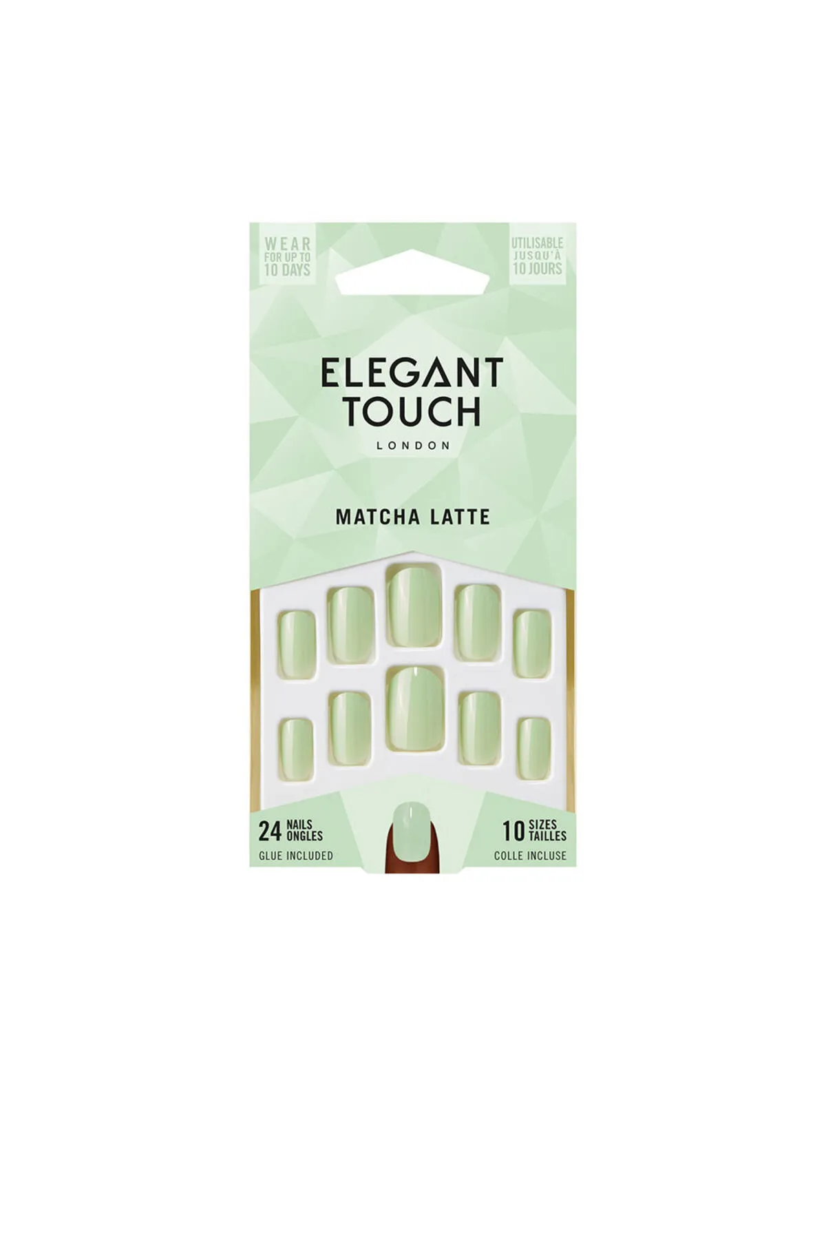 Elegant Touch  Kernfarbene Nägel mit Kleber Mandel #matcha Latte Elegant Touch