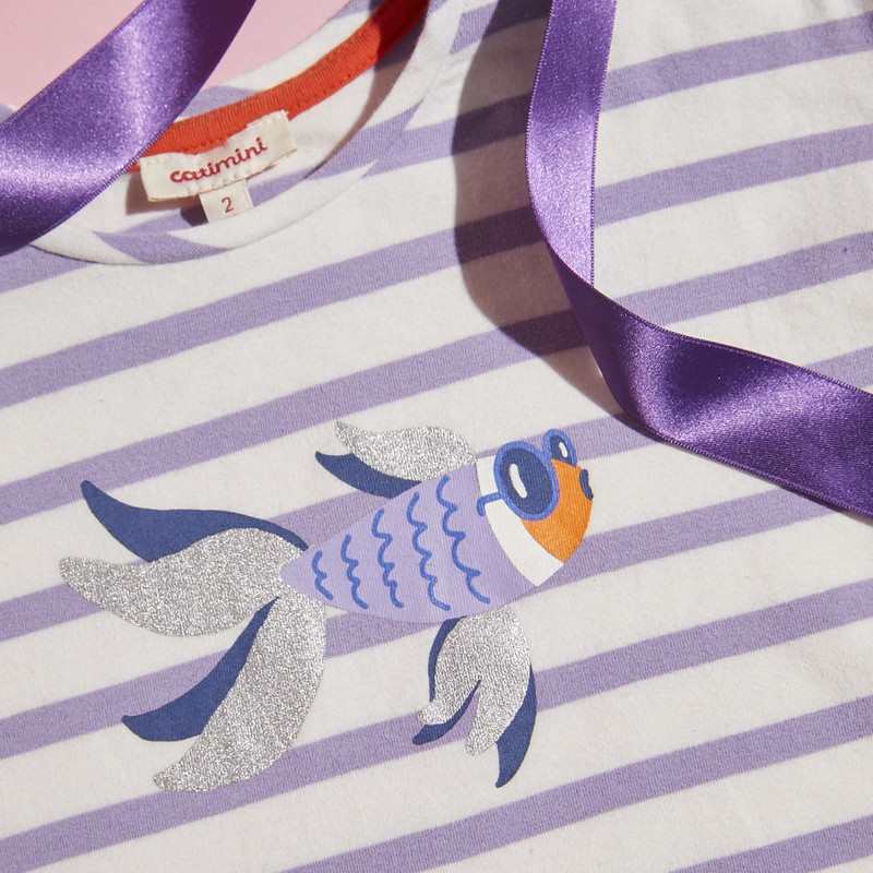 T-shirt bébé fille rayé poisson beige Catimini