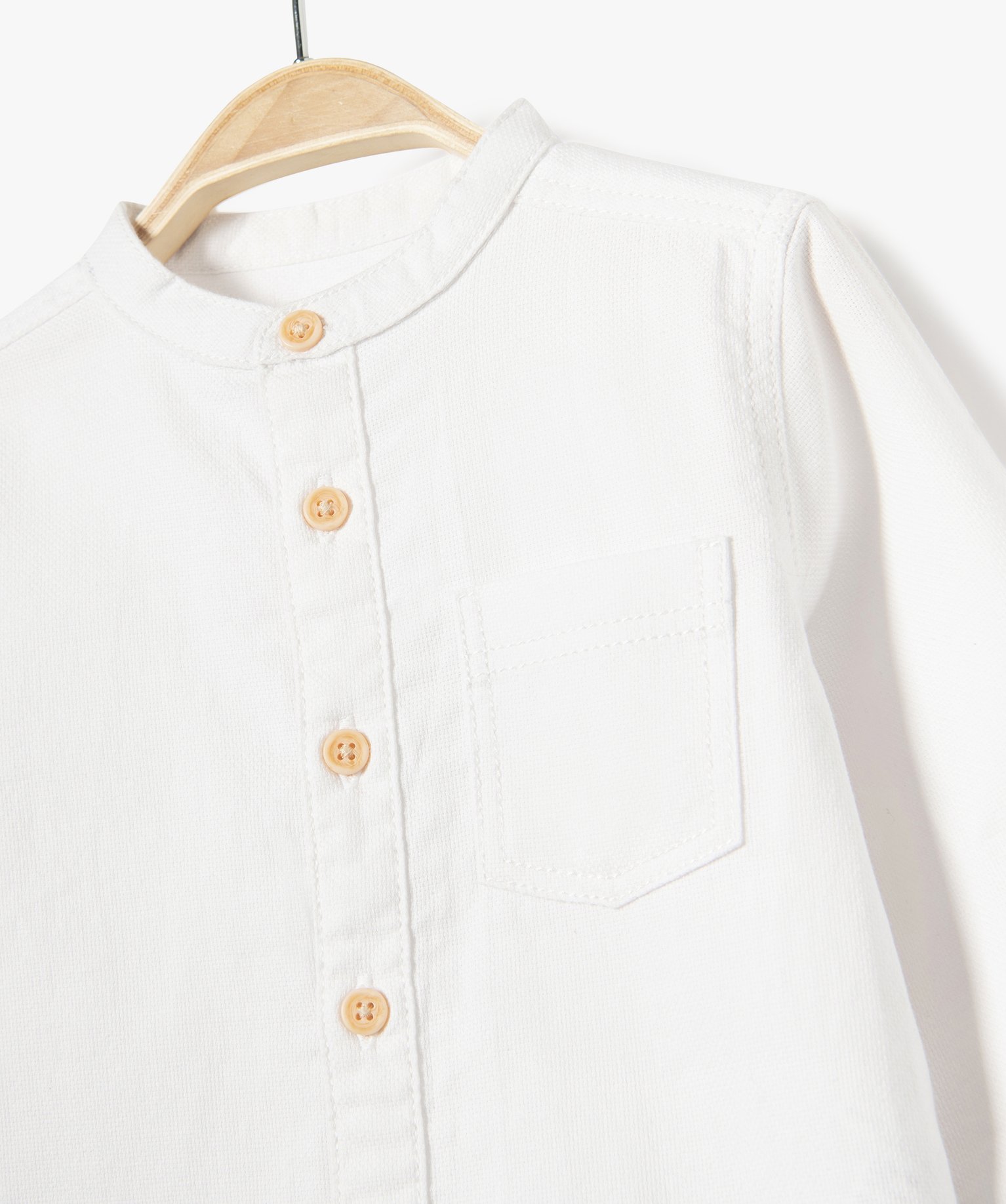 Chemise bébé Garçon à manches longues et col mao blanc | GEMO
