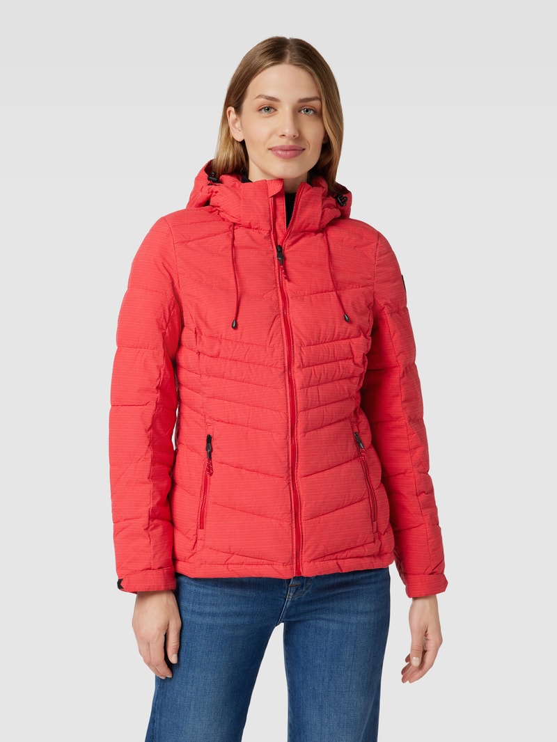 Steppjacke mit Kapuze in koralle