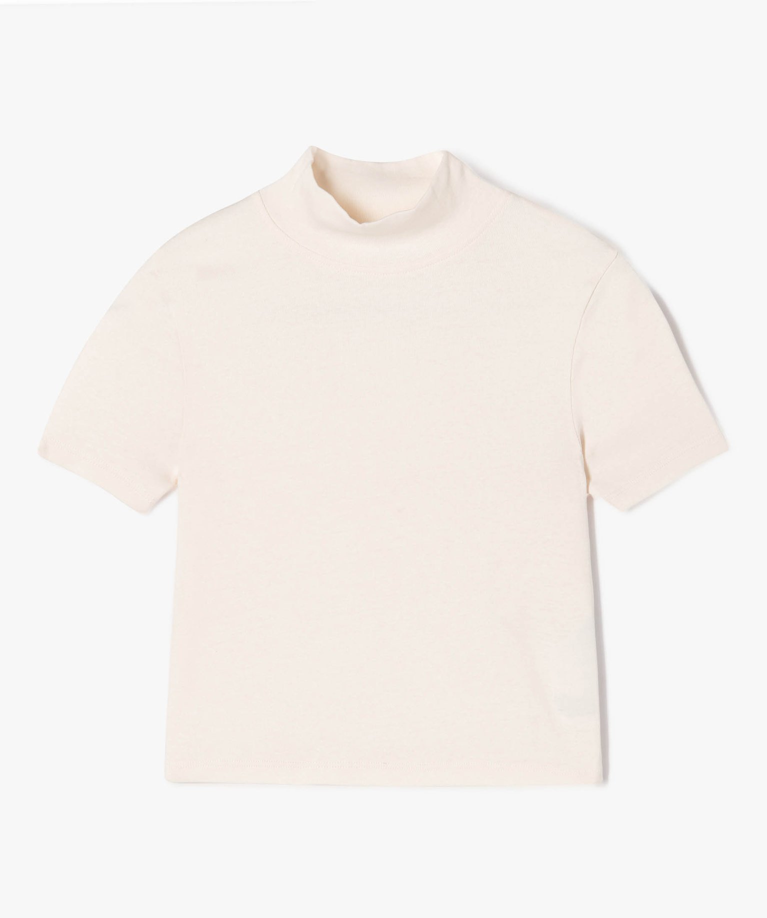 Tee-shirt court à manches courtes et col montant uni fille beige | GEMO