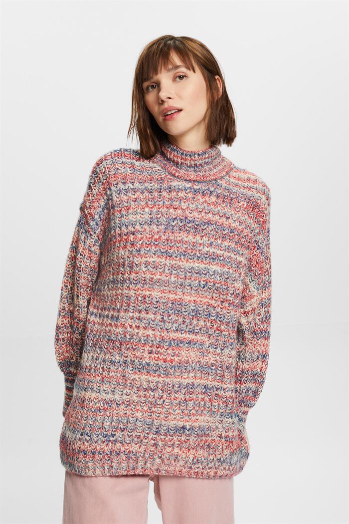 Mehrfarbiger Pullover mit Stehkragen