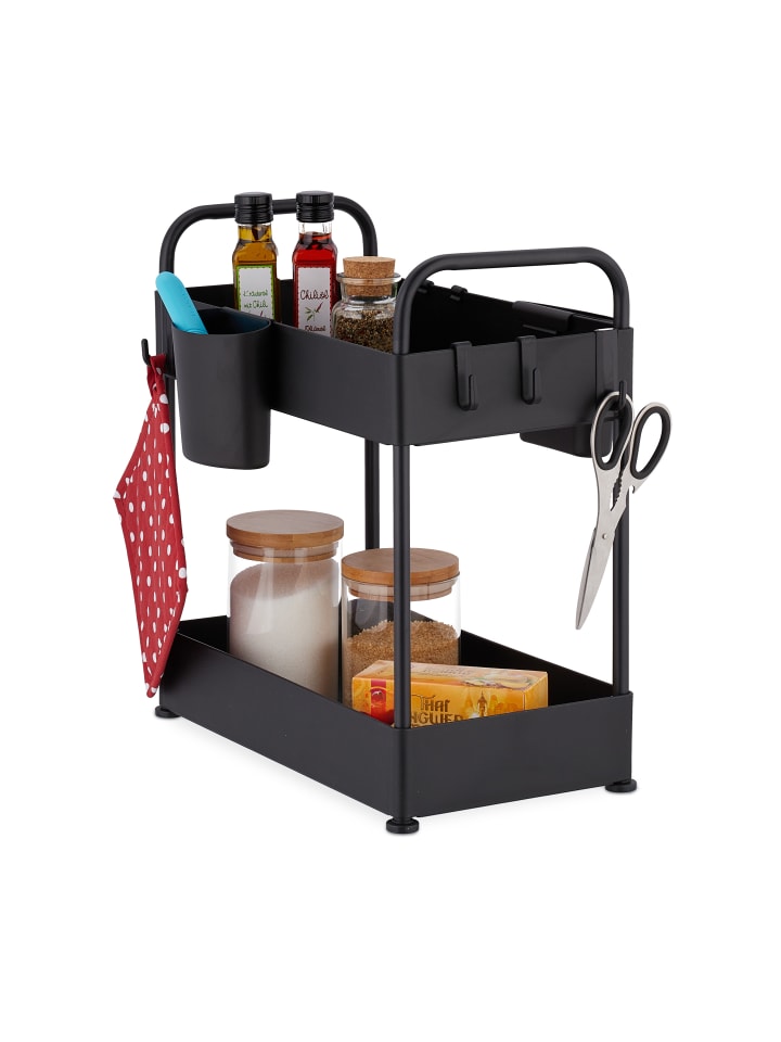 relaxdays Unter Waschbecken Regal in Schwarz - (B)22 x (H)42,5 x (T)40 cm günstig kaufen onesize