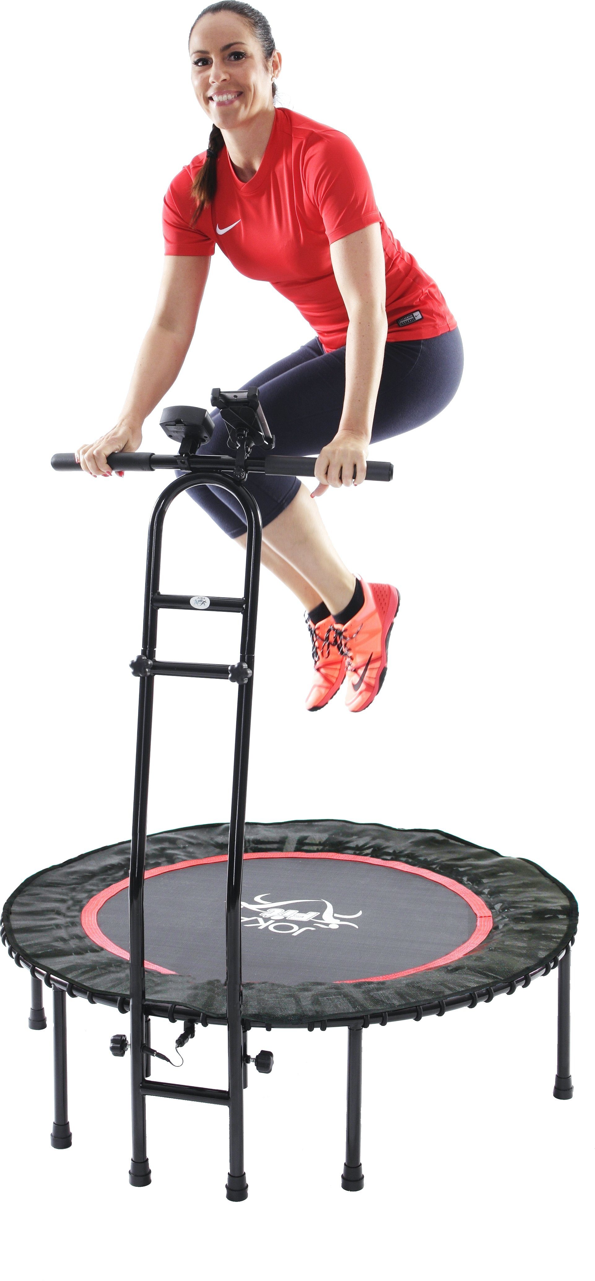 JOKA international Fitnesstrampolin JOKA Fit Fitnesstrampolin 2.0, Ø 110 cm, mit abnehmbarer Haltestange, inkl. Workout-DVD