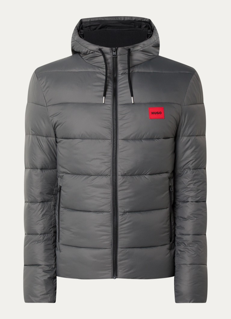 Puhasta jakna HUGO BOSS Balin s kapuco in žepi z zadrgo