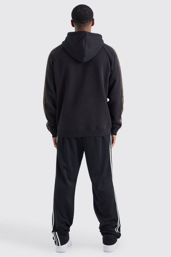 Man Gold Hoodie mit Reißverschluss und Print