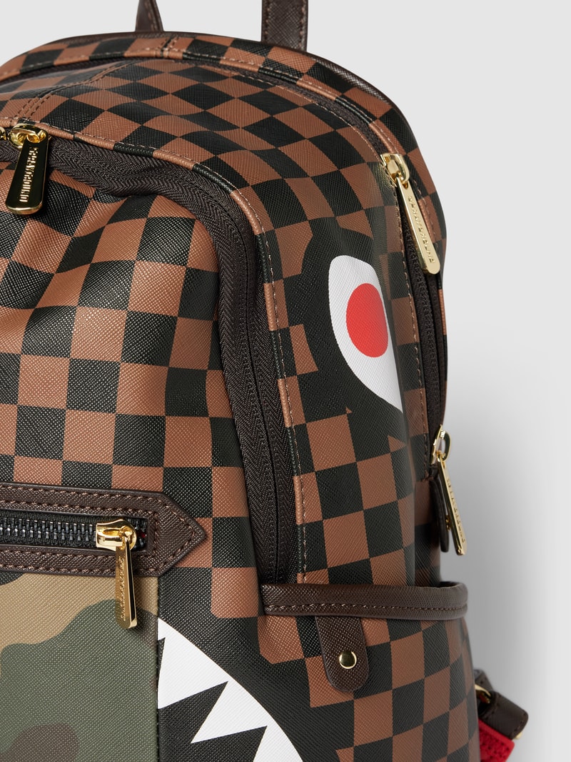 Rucksack mit Allover-Muster Modell 'SIP WITH CAMO ACCENT' in mittelbraun