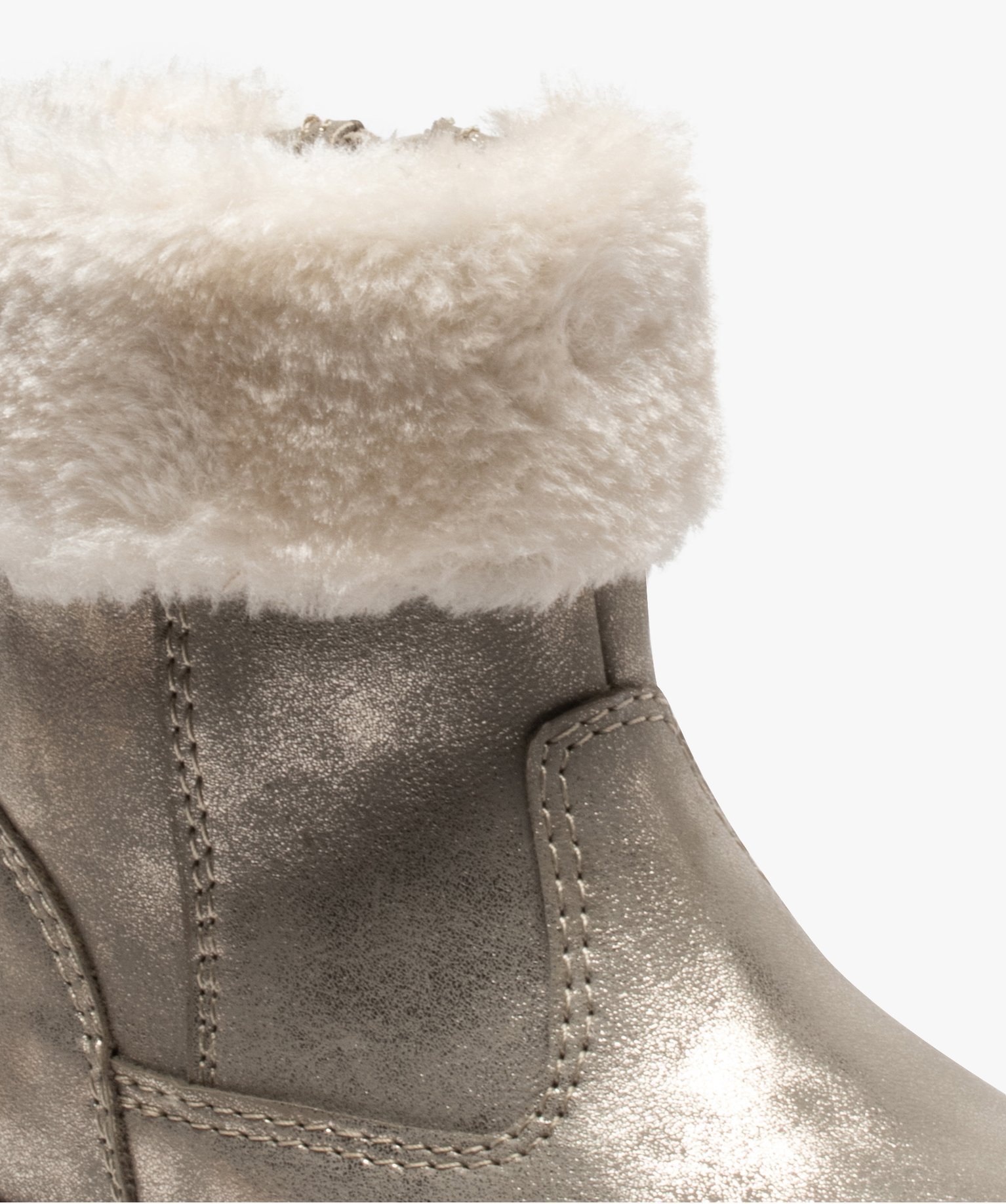 Boots fourrées bébé fille zippées dessus métallisé | GEMO