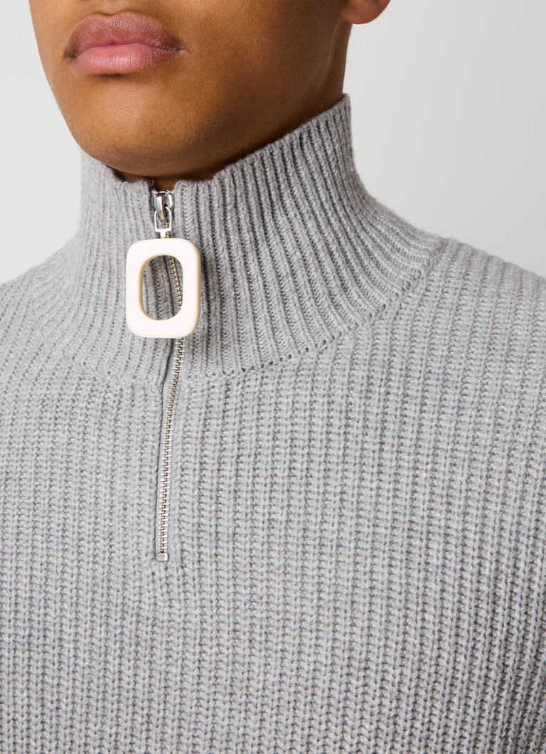 Pulover cu fermoar din amestec de lână cu nervuri JW Anderson