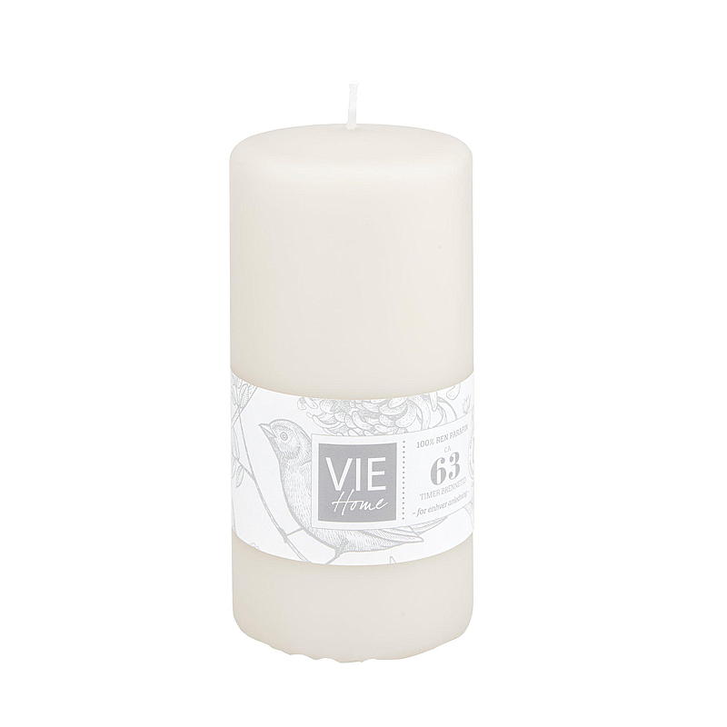 Vie Home Kubbelys 63 timer 6,8x14 cm parafin sølv beige