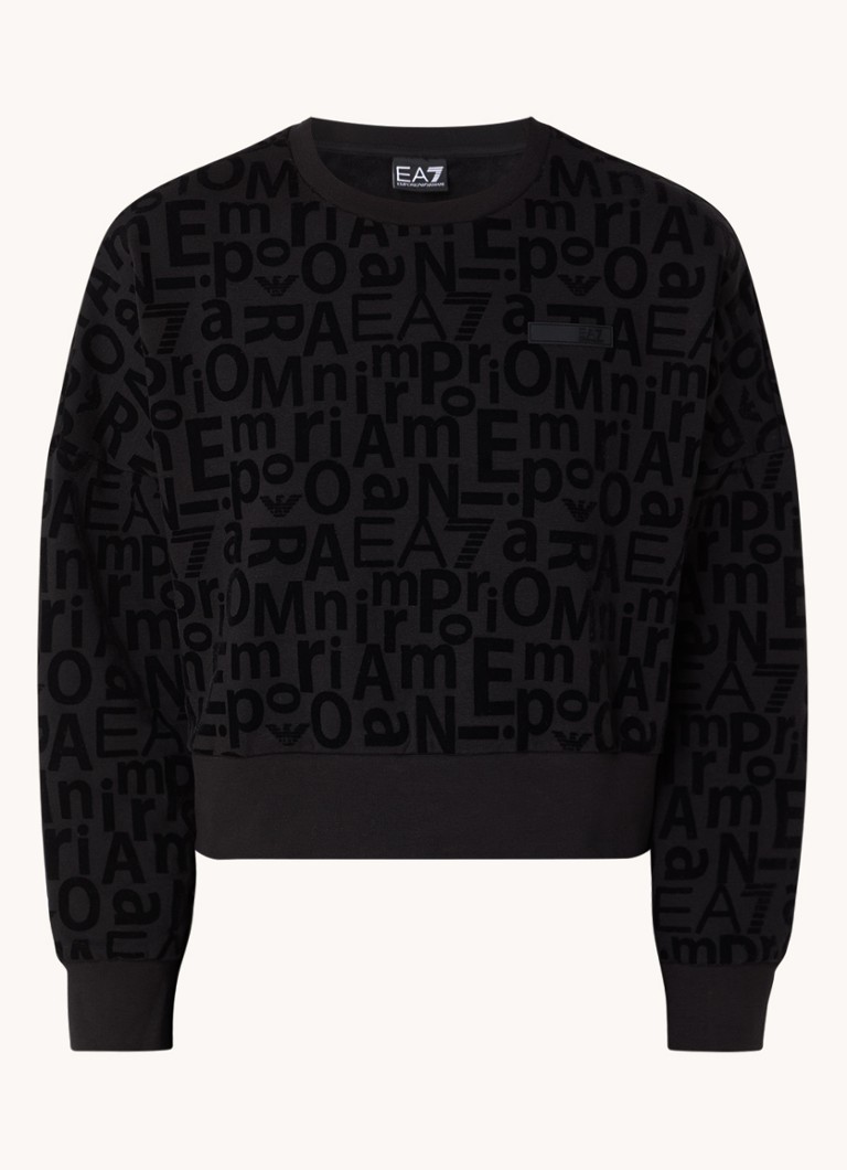 Κοντή μπλούζα Emporio Armani με τύπωμα λογότυπου flock