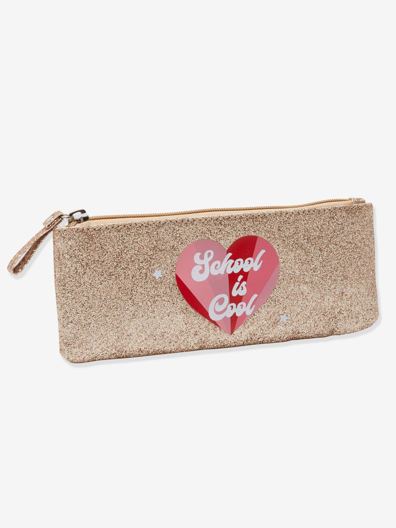 Trousse à paillettes fille motif coeur 