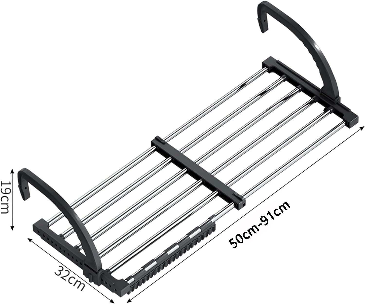 Sarfly Wäscheständer Heizkörper-Wäschetrockner, Balkonwäschetrockner, Wäschetrockner Wand, Edelstahl, Ausziehbar, Winddicht Sockenaufhänger